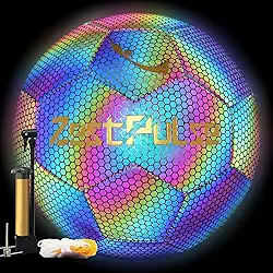 Bola de futebol refletiva holográfica tamanho 3, 4 e 5 para crianças e adultos, alta visibilidade para jogos noturnos e treinamento, presente ideal para meninos e meninas 8-12