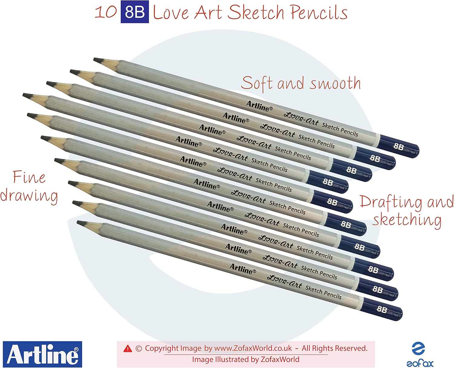 8b Graded Artline Love Art Professional Artist 10 X Pencils Draw Sketch Shade Amazon Co Uk Stationery Office Supplies