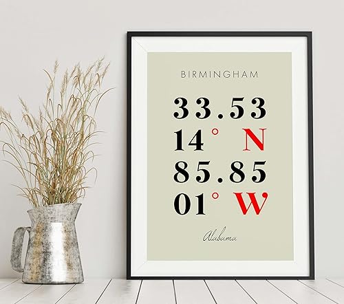 Miniatura 6 de Mapa de Birmingham, Alabama, Coordenadas multilínea de colores (16x20)