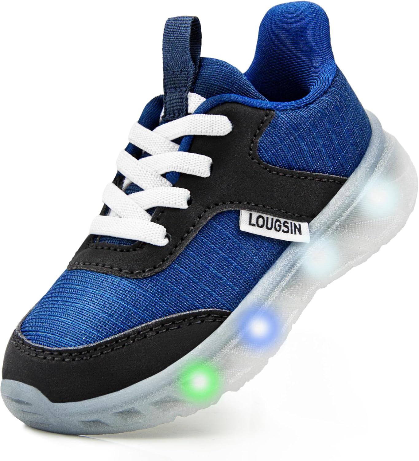 LOUGSIN Kids Light Up Sneakers LED Flashing Tennis Shoes for Boys Girls Lightweight Breathable Flooza Walking Shoes for Toddler and Little Kids