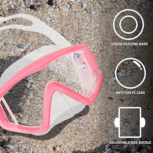 Miniatura 4 de OMGear Gafas de natación, máscara de esnórquel, máscara de buceo, gafas antivaho de triple lente, equipo de esnórquel para adultos, jóvenes, gafas