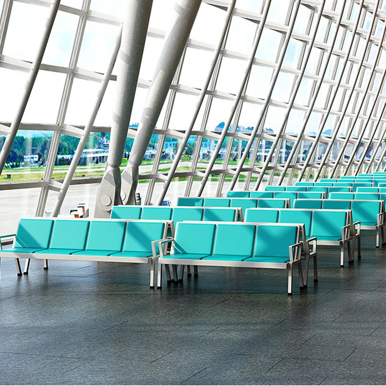 Silla de Espera Resistente, Banco para Oficinas con Respaldo Ajustable y Estructura de Acero, Ideal para Aeropuertos, Estaciones, Oficinas, Hospitales y Mucho Más(Black)