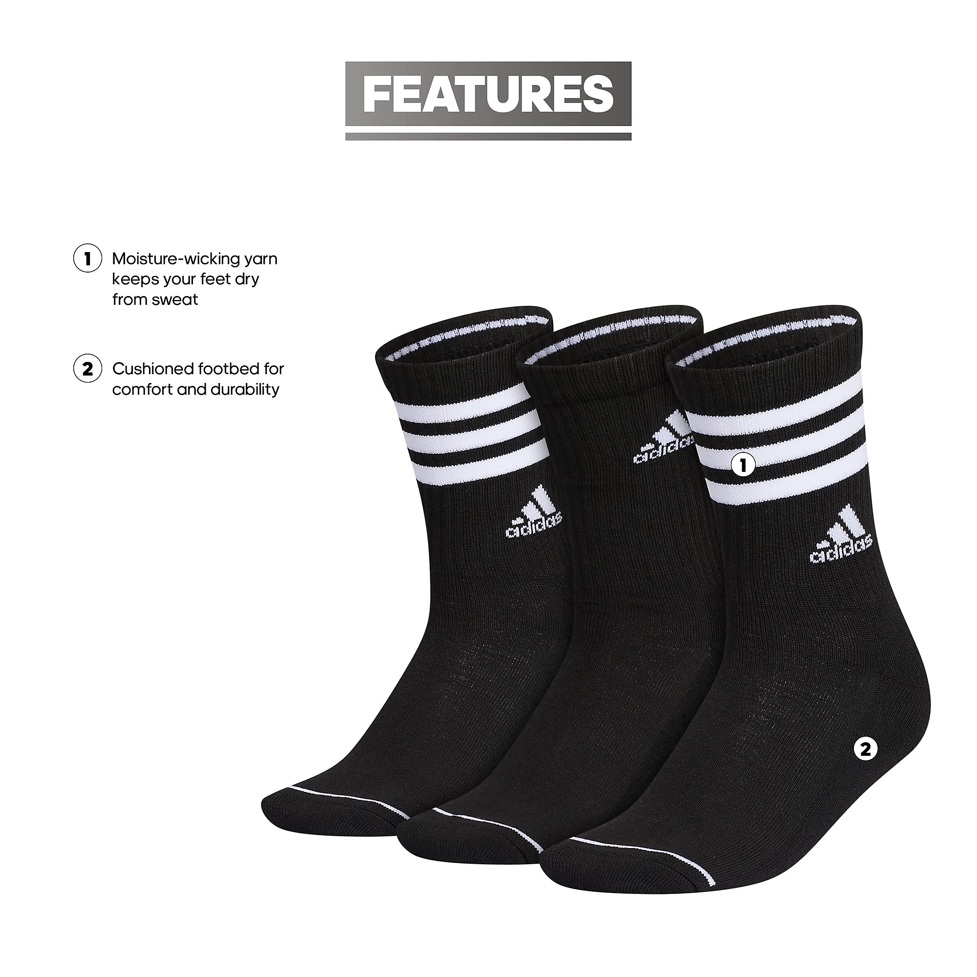 adidas Damskie skarpety z 3 paskami (3 pary) z kompresją łuku