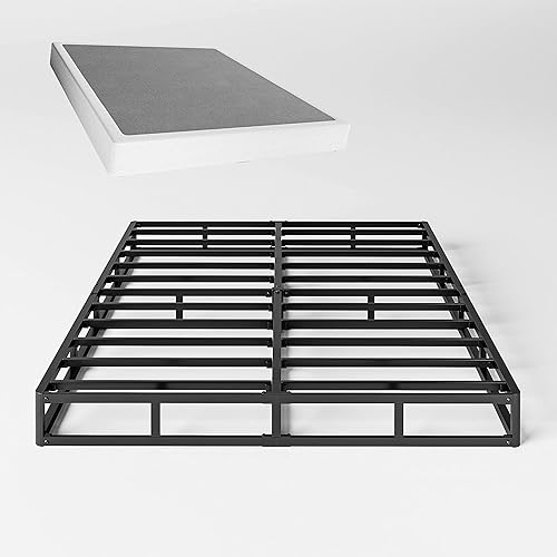 King Box Spring - Base de colchón de 5 pulgadas de alto perfil con marco de metal, silenciosa, sin ruido, fácil montaje, capacidad máxima de peso de