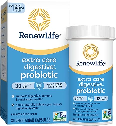 Renew Life El mejor suplemento probiótico para extra cuidado de la flora intestinal 30 mil millones suplemento diario para la salud digestiva y del