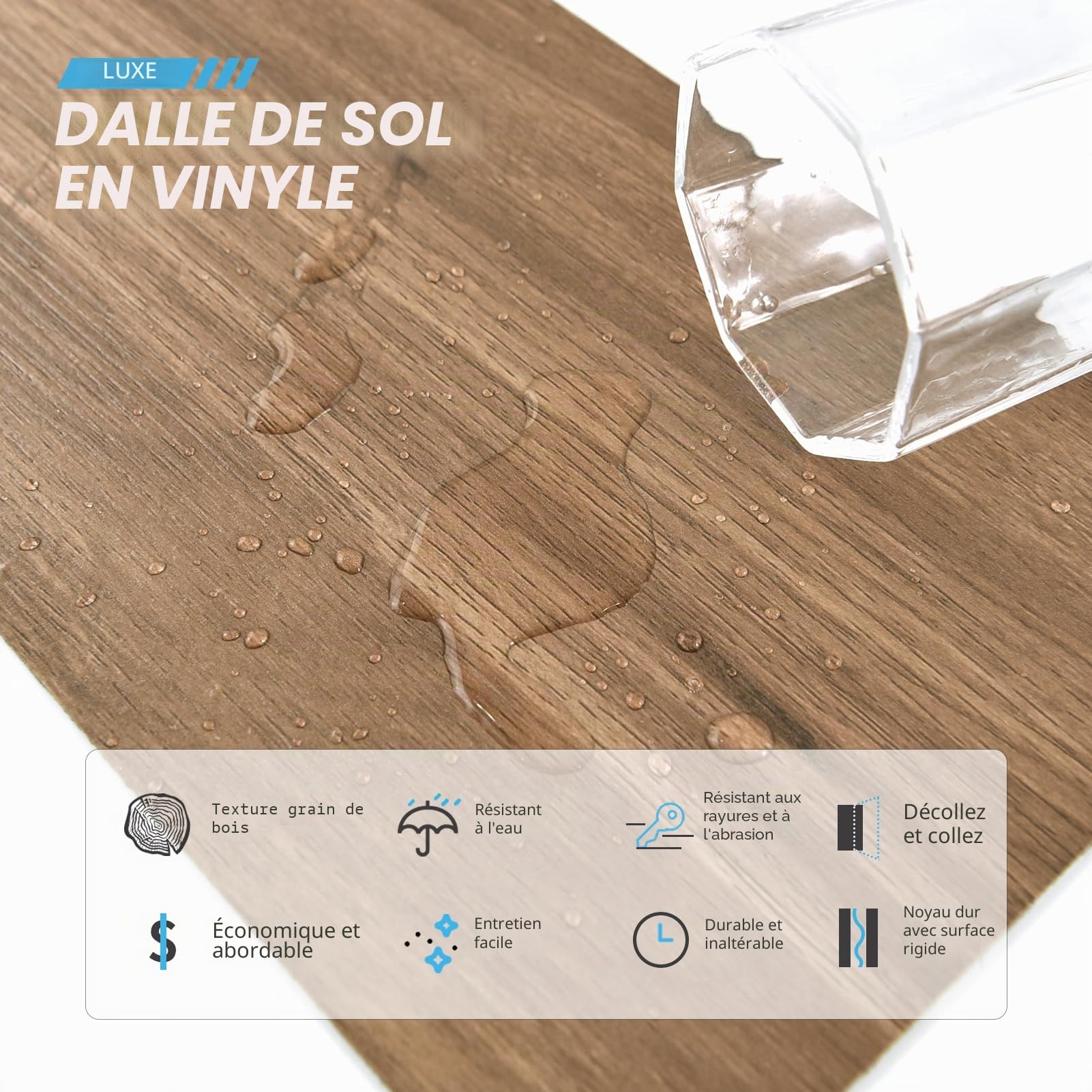 Art3d Lot de 36 Carreaux de Sol adhésifs et Imperméables en Vinyle | d'aspect Bois,Pour chambre à Coucher,Salon,Cuisine,Camping-car,Aspect bois de rose,5㎡