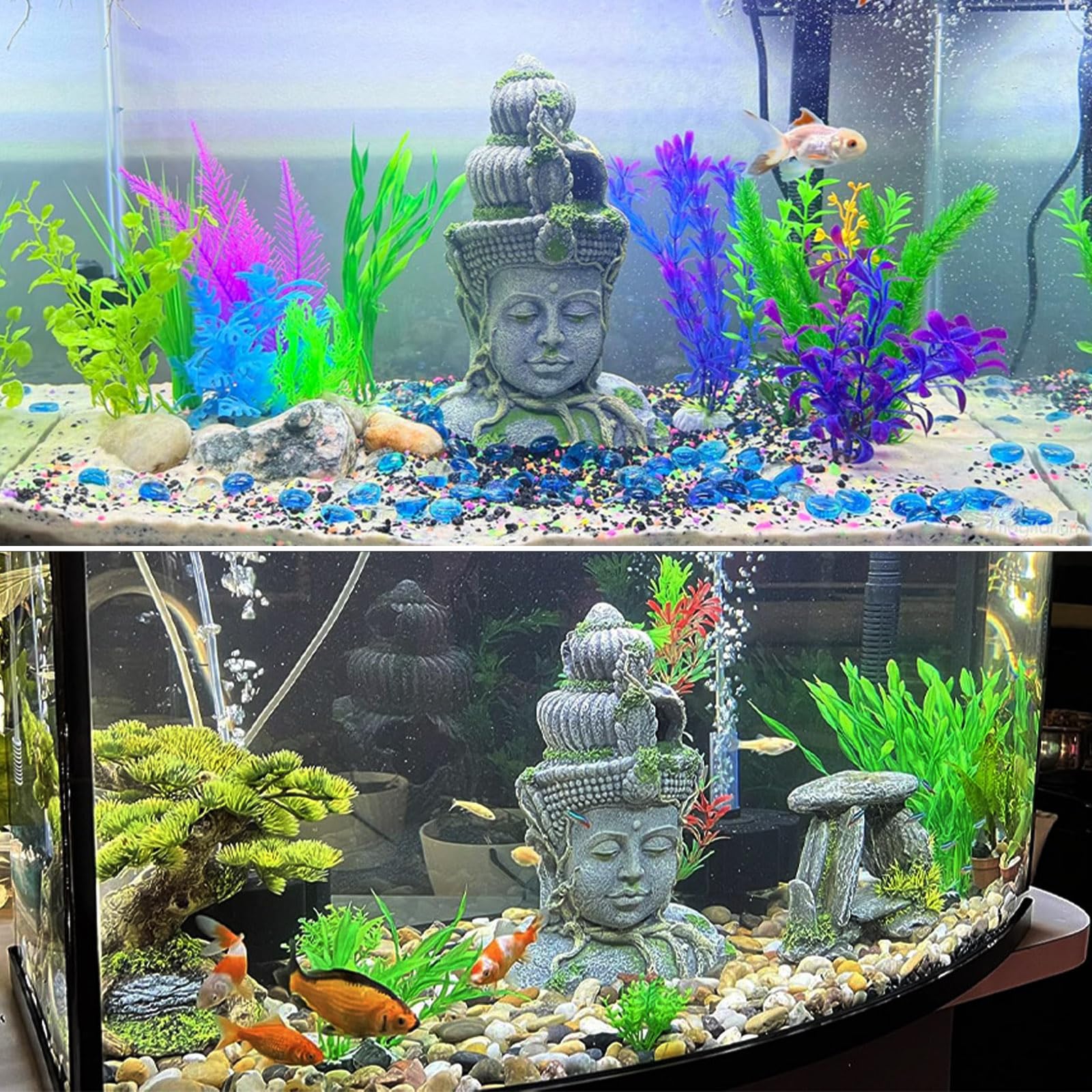 PINVNBY Aquarium Buddha Head Statue Decorations,Fish Tank Resin Large Buddha Sculpture Ornament,Betta Hideout Cave Sleep Rest Play for Small Fish Shrimp Lizard Gecko Small Reptile(3 Pack) : Pet Supplies