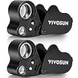 VIVOSUN 2-Pack 30X 60X Illuminated Jewelers Loupe Foldable Magnifier with LED Light for Jewelry Gems Watches Coins Stamps Antiques Black