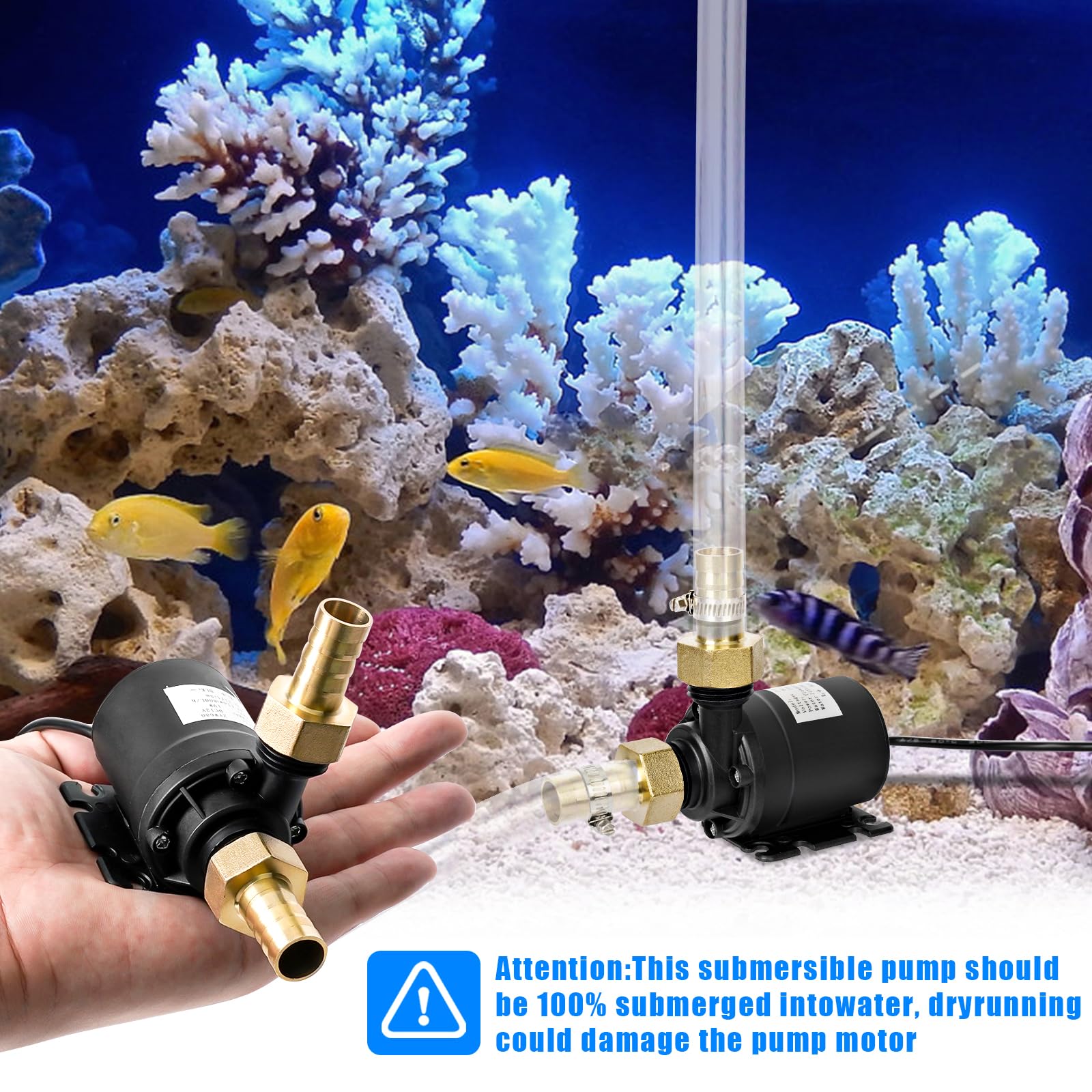 Pompe à Eau Submersible 19W, DC 12V, Pompe à Eau Ultra Silencieuse, 800 L/H, Pompe de Bassin Submersible, Métal, Classique, pour Bassin, Fontaine de Jardin, Aquarium