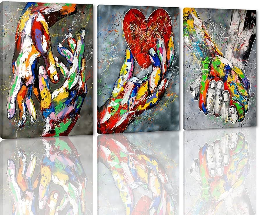 Amazon.co.jp: 抽象画 キャンバス ウォールアート カラフル ハート