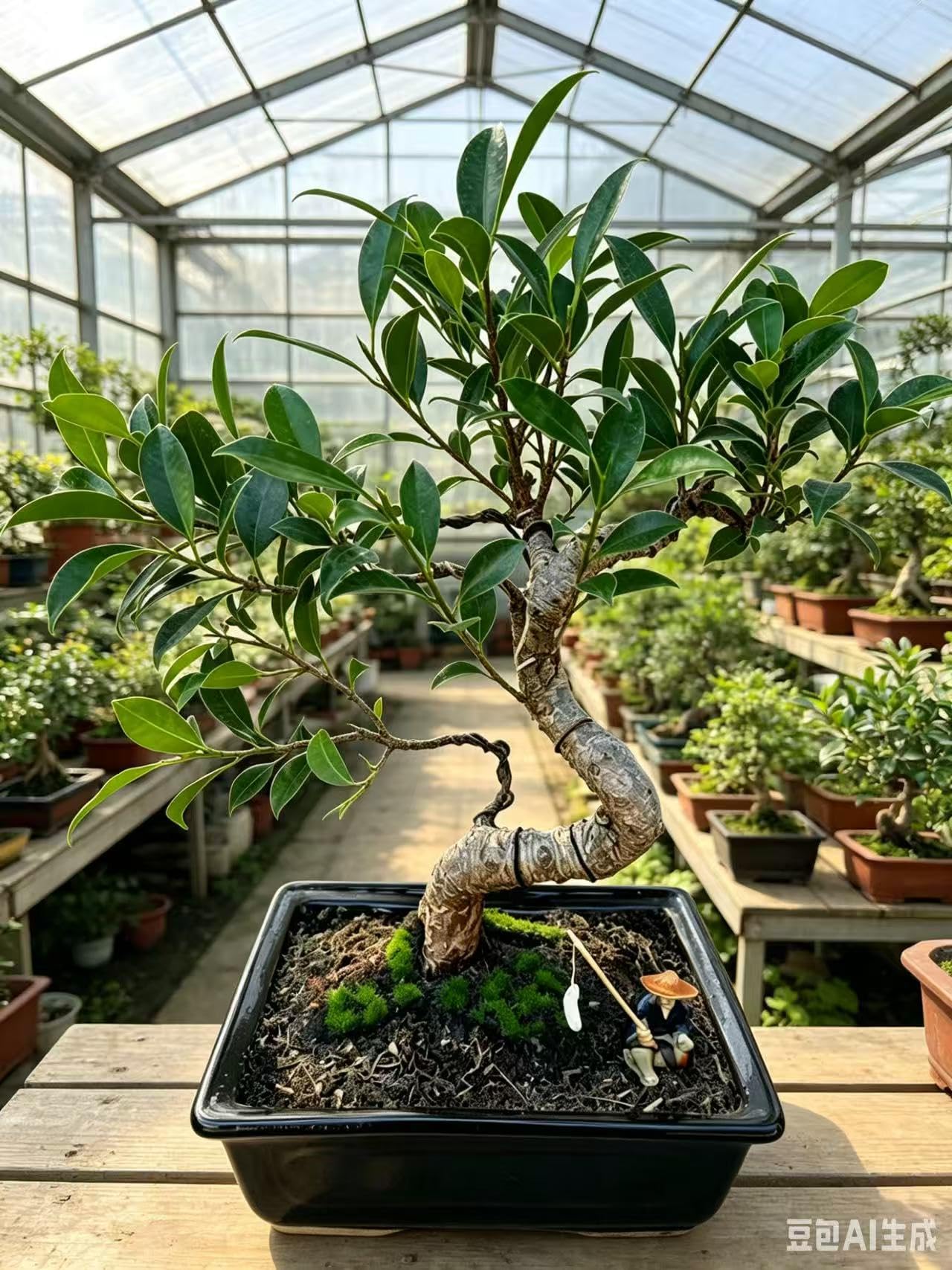 盆栽12 Amazon.com: Spiraling Ficus Bonsai Tree in Decorative Planter, 12