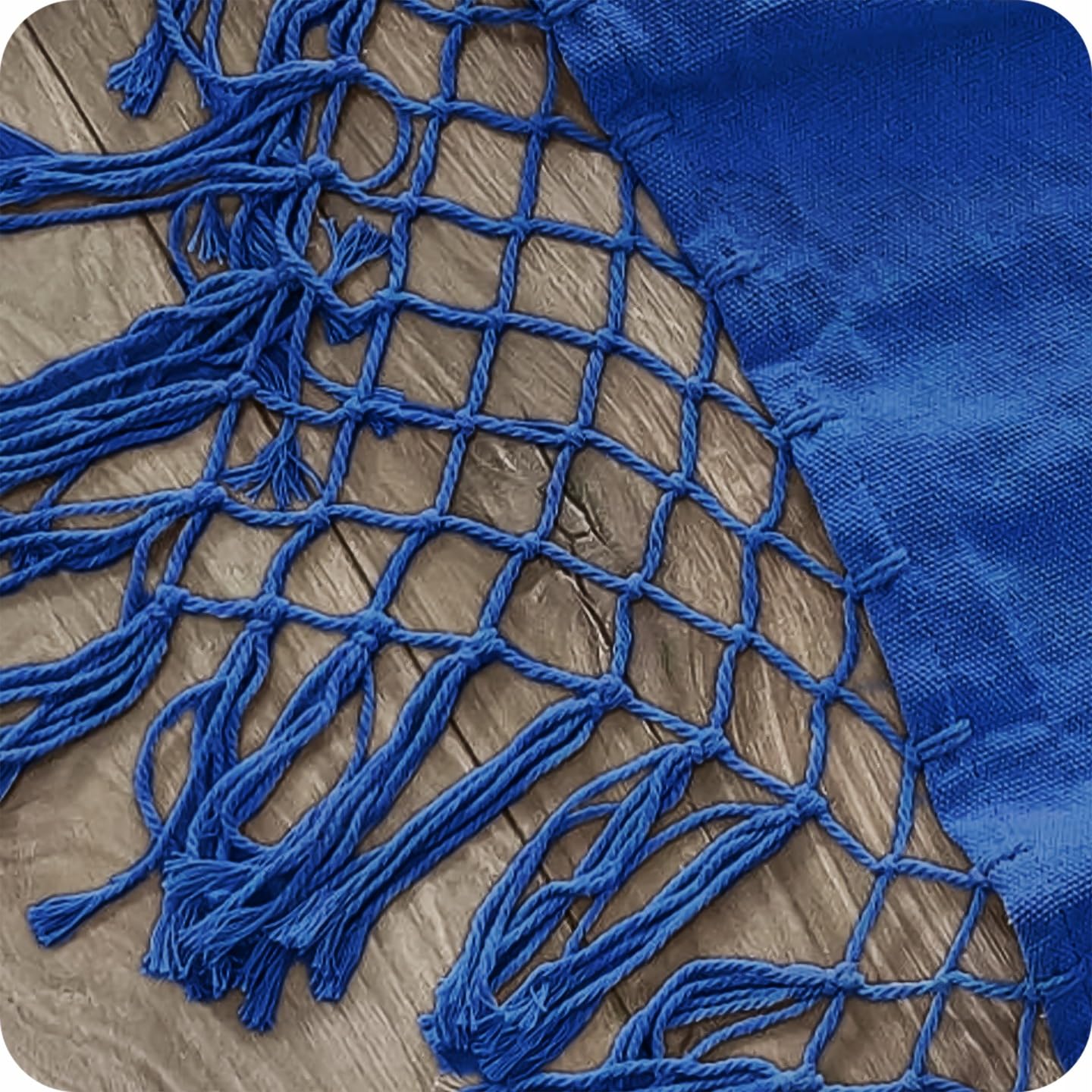 KRUMAD Hamac d'extérieur style bohème 190 x 150 cm, bleu, charge maximale : 120 kg, avec franges, sac de rangement et 2 cordes, en coton et polyester, pour jardin, balcon, terrasse, extérieur et