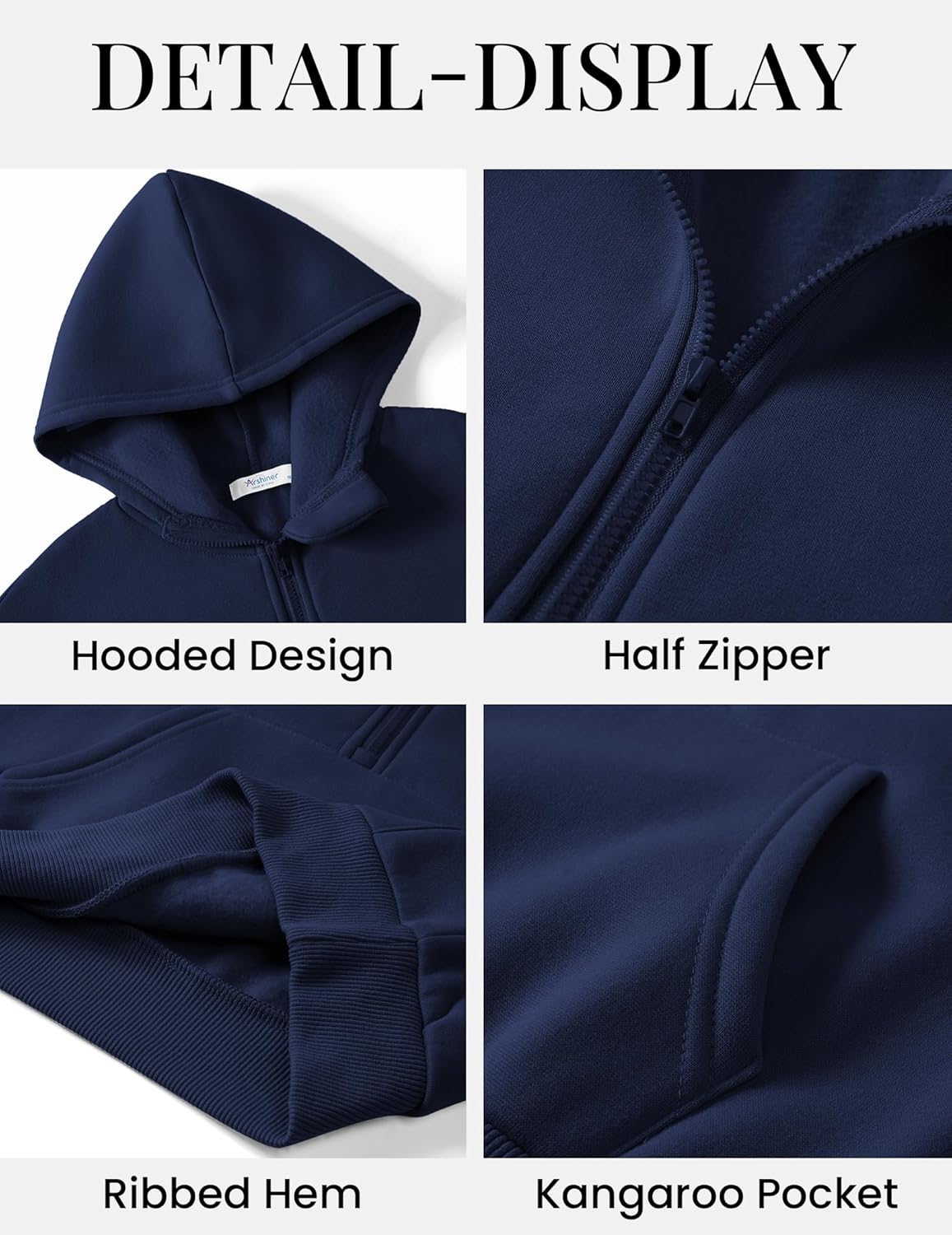 Arshiner Boy's Hooded Sweatshirts Long Sleeve Hoodies Kids Quarter Zip Pullover with Kangaroo Pocket 5-14Y - Image 6