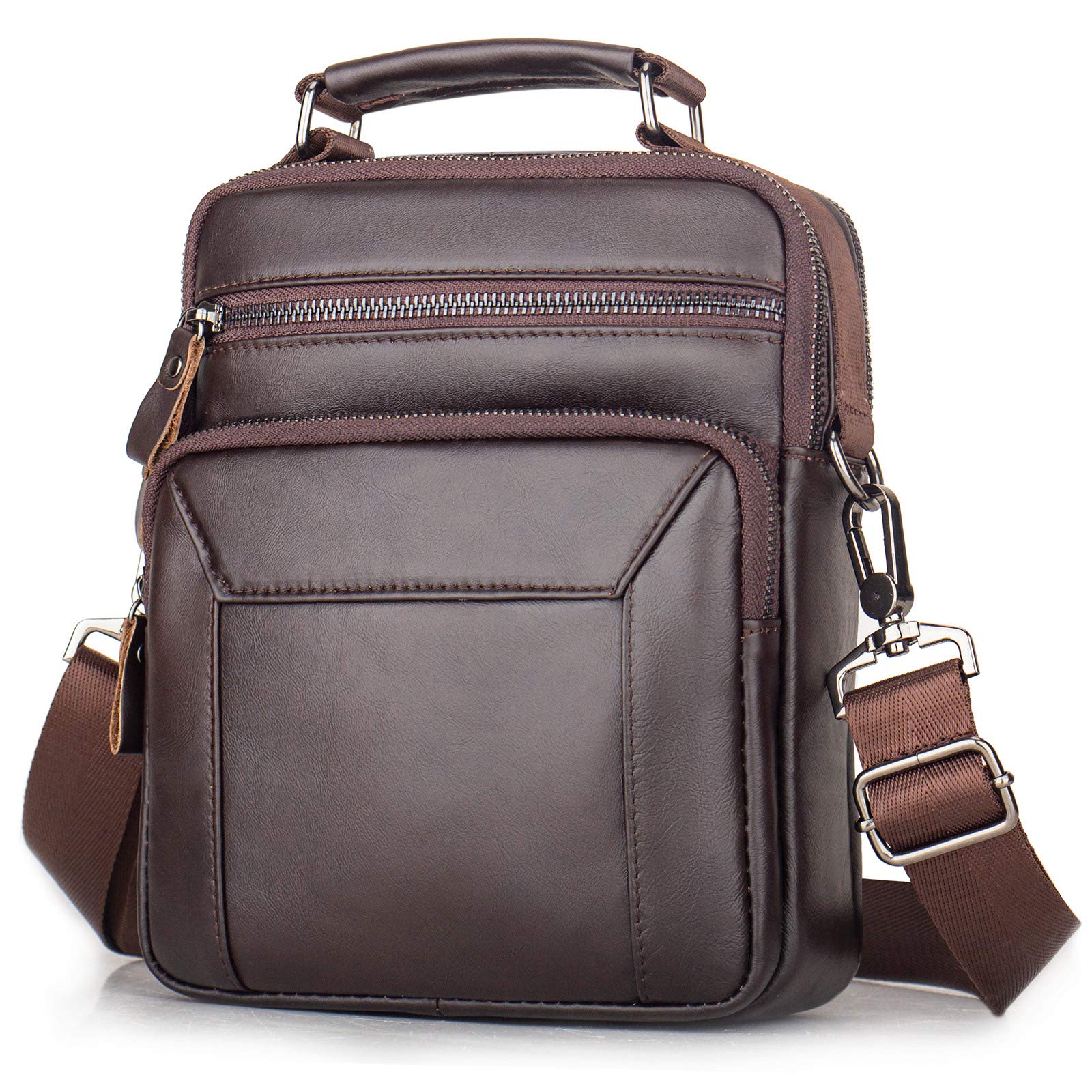 BAIGIO Men's Genuine Leather Crossbody Bag for Men Shoulder Bag Small Messenger bag Briefcase Leather Handbag Father's Gift