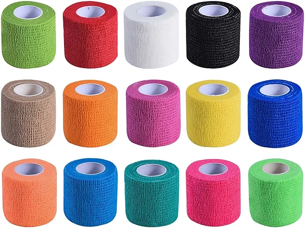 KISEER 15 Pack 2 Inch x 5 Yards Self Adhesive Bandage Breathable Cohesive Bandage Wrap Rolls Elastic Self-Adherent Tape for Stretch Athletic, Sports, Wrist, Ankle