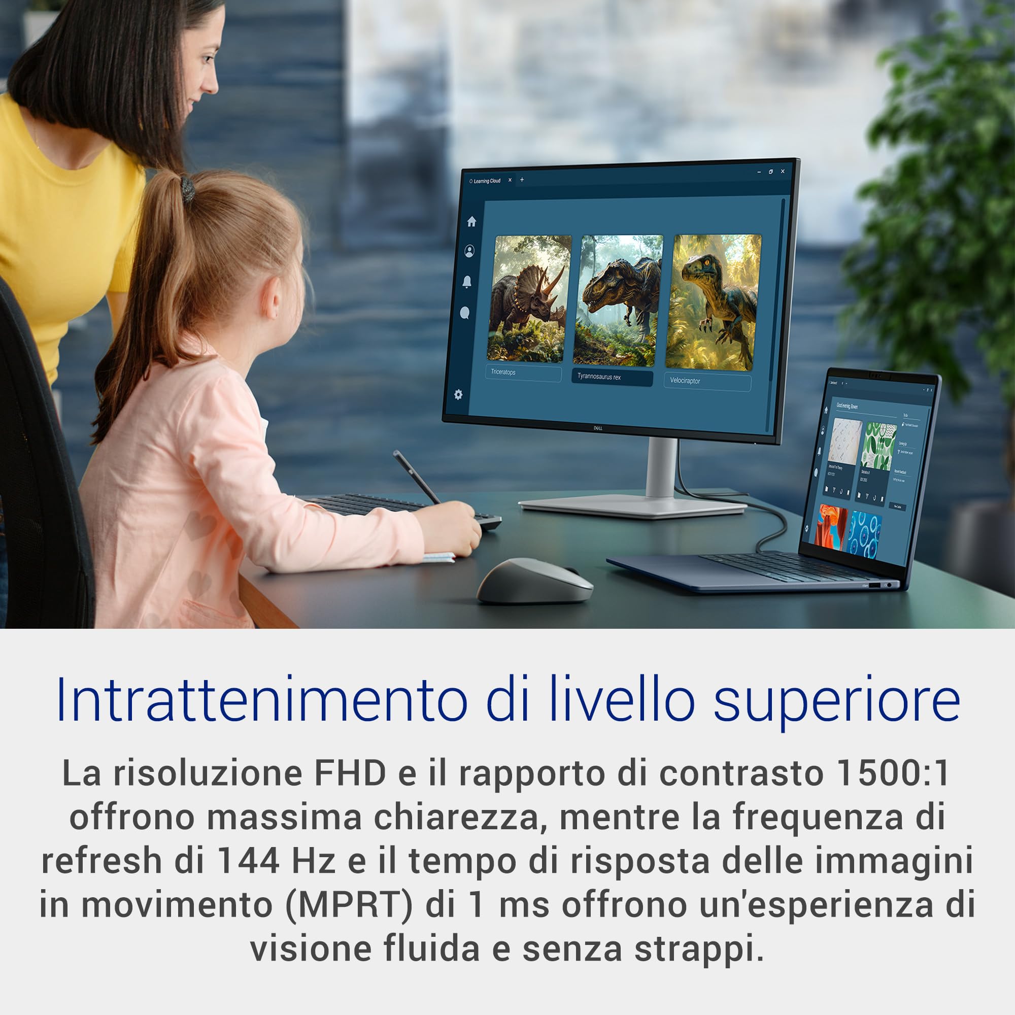 Dell 27 Plus Monitor S2725HSM, Full HD, 144Hz, IPS, 99% sRGB, 1ms MPRT | 1920x1080, Angolo di visione 178°, TÜV 4 stelle, Senza sfarfallio, 2 HDMI, Altezza 110mm, Inclinazione -5°, Rotazione ±30°