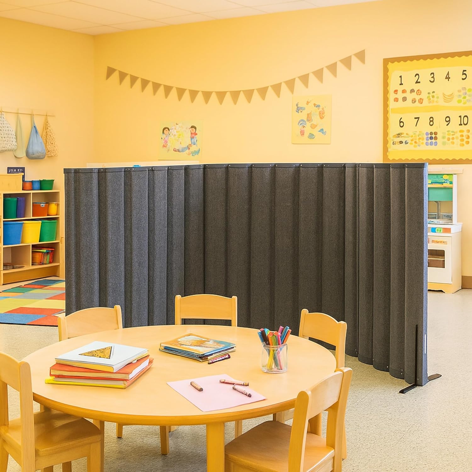 Versare VersiPanel Acoustical Partition Wall - Sound Panel Classroom Office Room Divider, Flexible Arrangement, Easy Roll-up Storage (Blue, 8' Wide x 30" Tall)