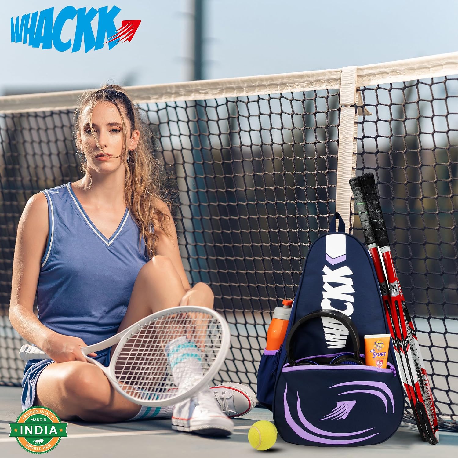 WHACKK Badminton Tennis Pickleball Bag|Unisex|Lightweight|Shuttle Bag|Shoe Pocket|Backpack Style|Spacious Storage Compartment for Clothes|Rackets Tennis-6 Badminton-8