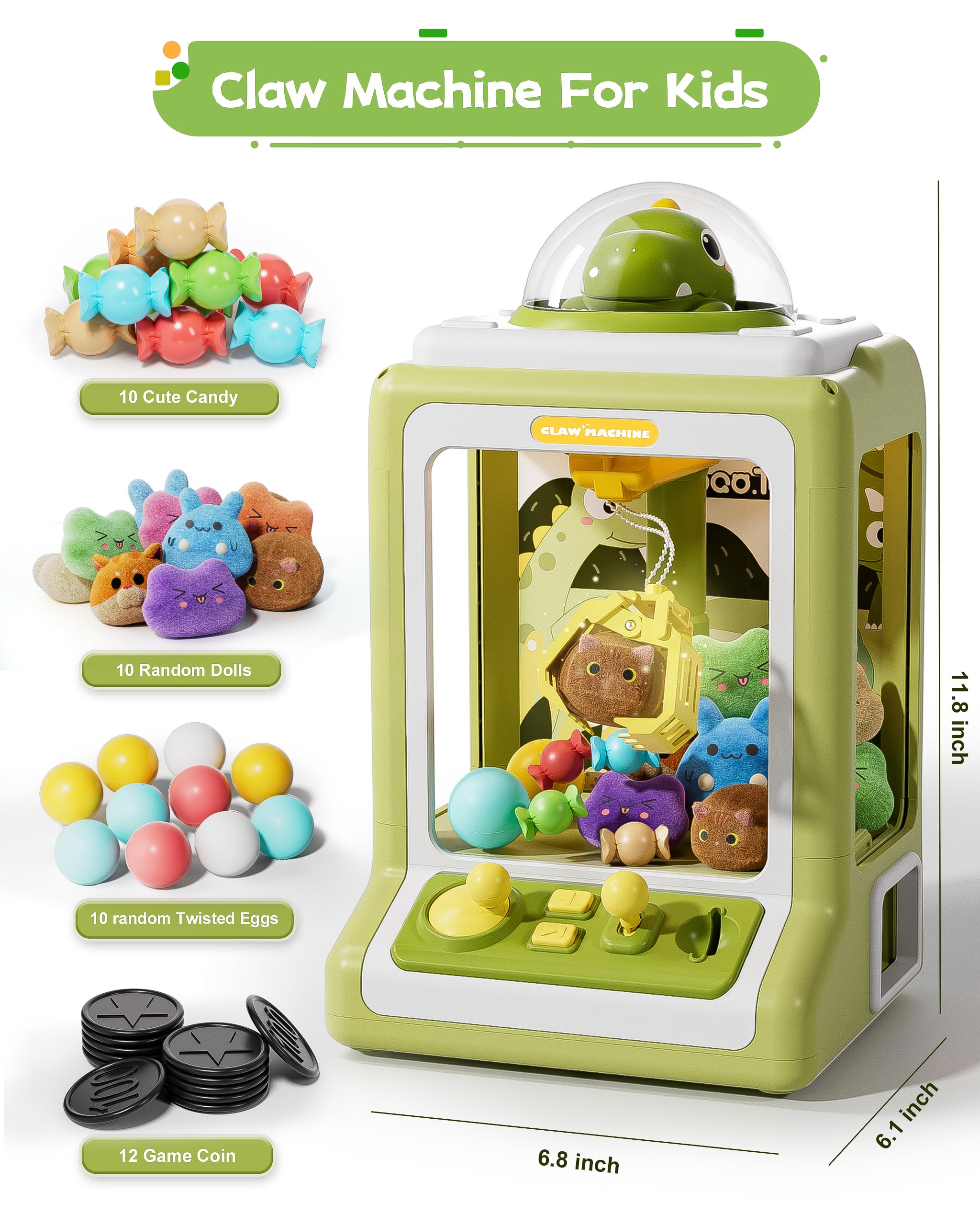 Máquina De Garra Mini Con 35 Juguetes Para Niños – Modo 60 Segundos, Música Y Control De Volumen