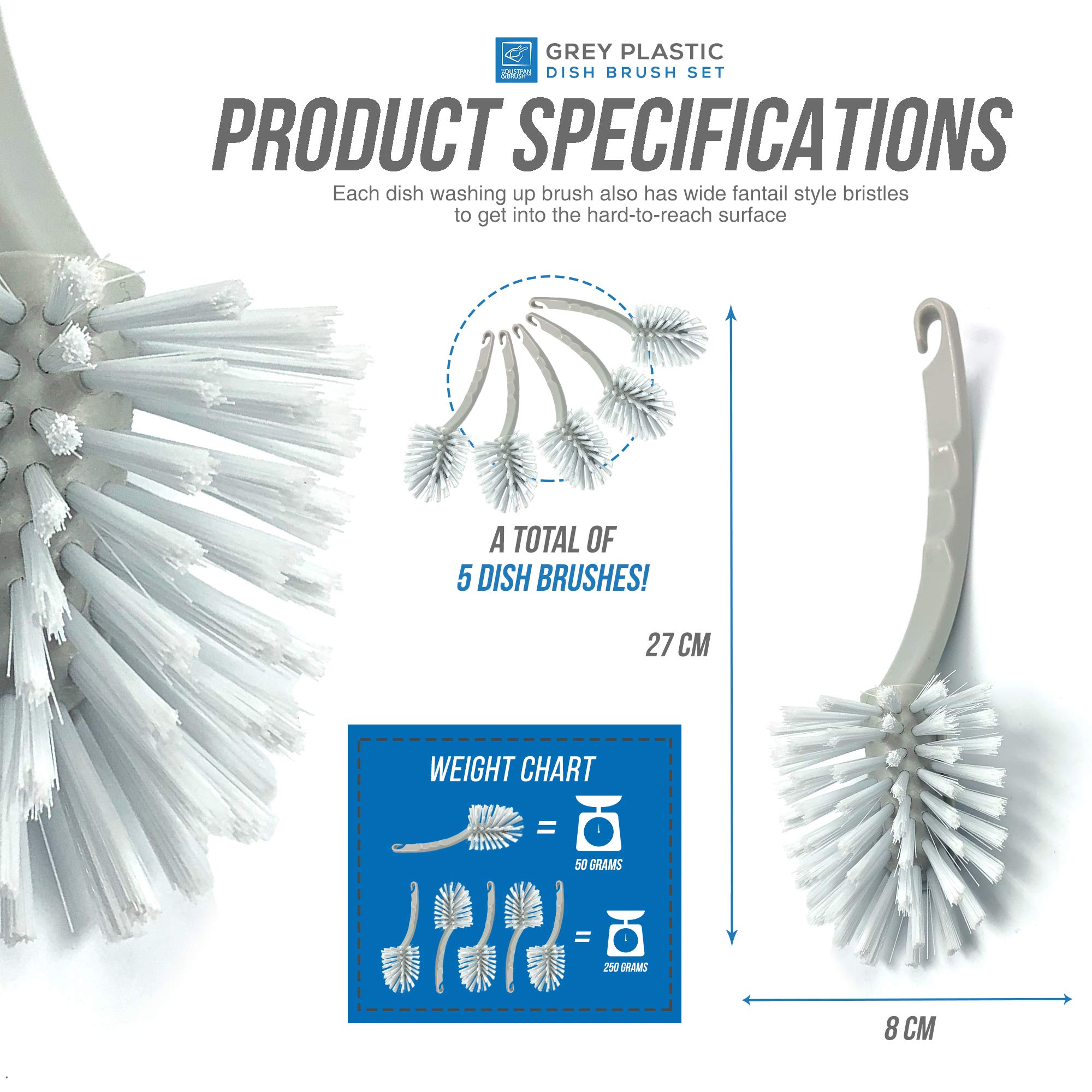 Brosse Vaisselle Lot De 7 Brosses à Vaisselle En Nylon - Poils Fermes, Poignée Ergonomique Spazzola Per Piatti Cucina