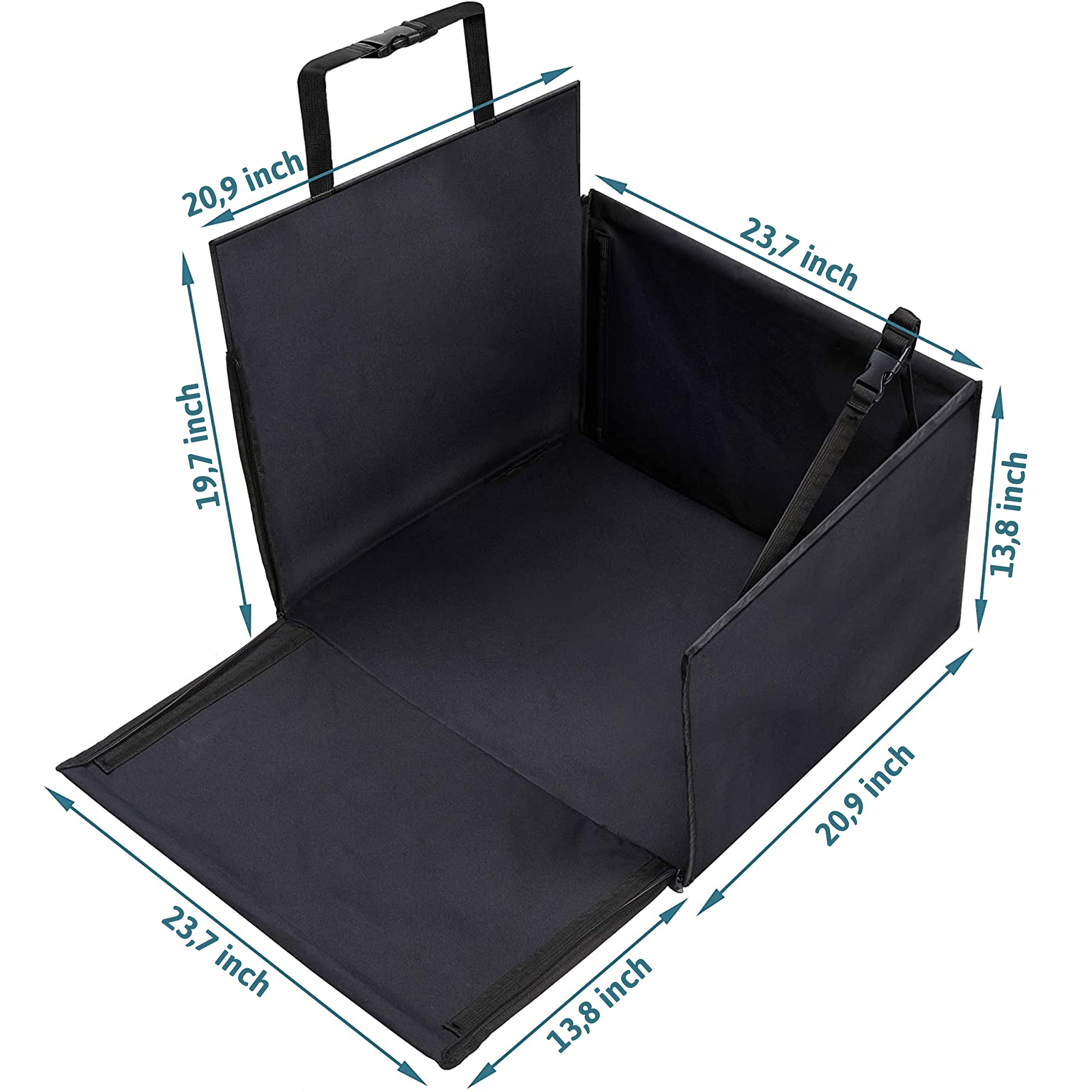 Asiento para Perros para Asiento Trasero - 60X53X35Cm - Robustas Varillas De Fibra De Vidrio - Ajuste Universal para Todos Los Coches - con Cuenco Bol Plegable