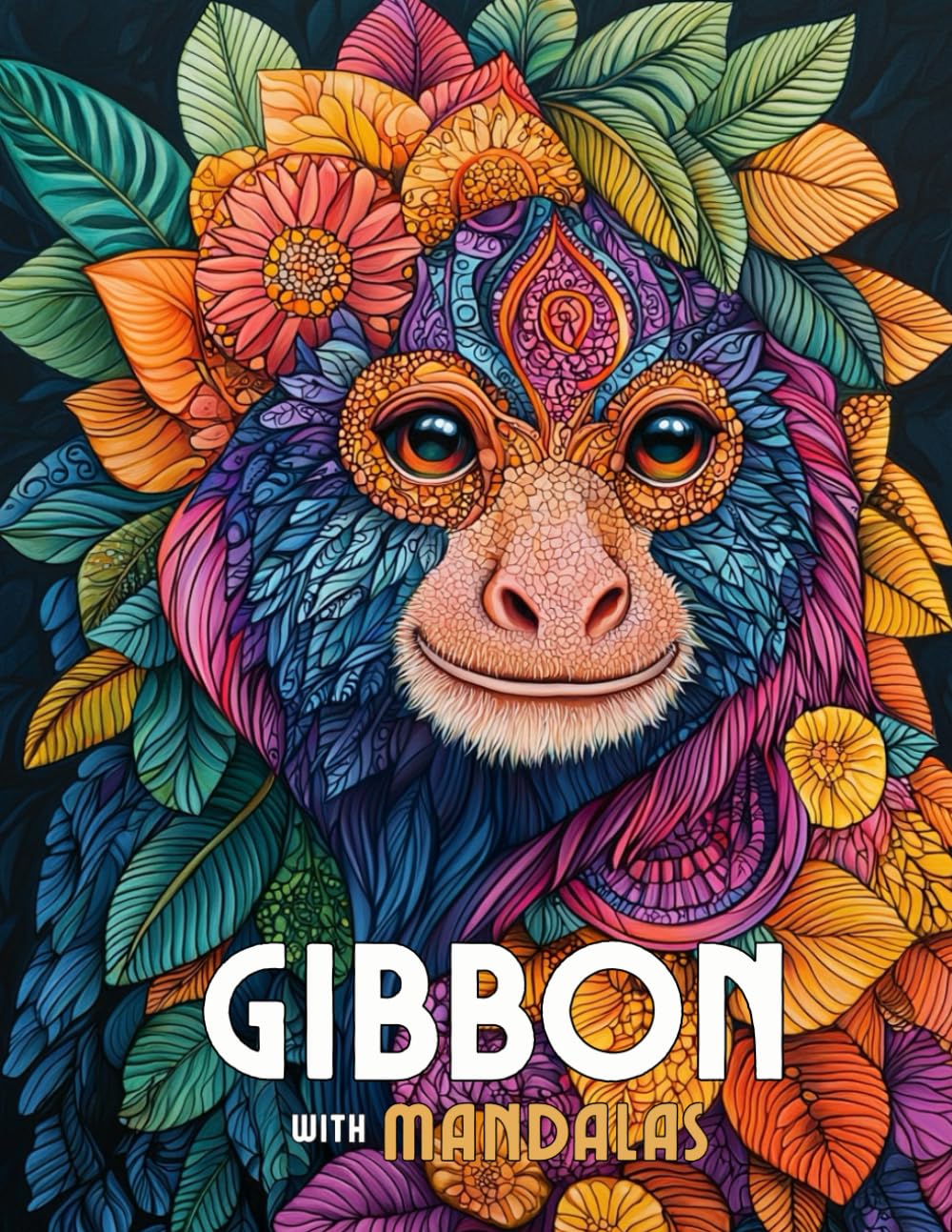Gibbon with Mandalas: Mandala Patterns of Playful Gibbons and Jungle Primates For Mindfulness, Relaxation And Stress Relief