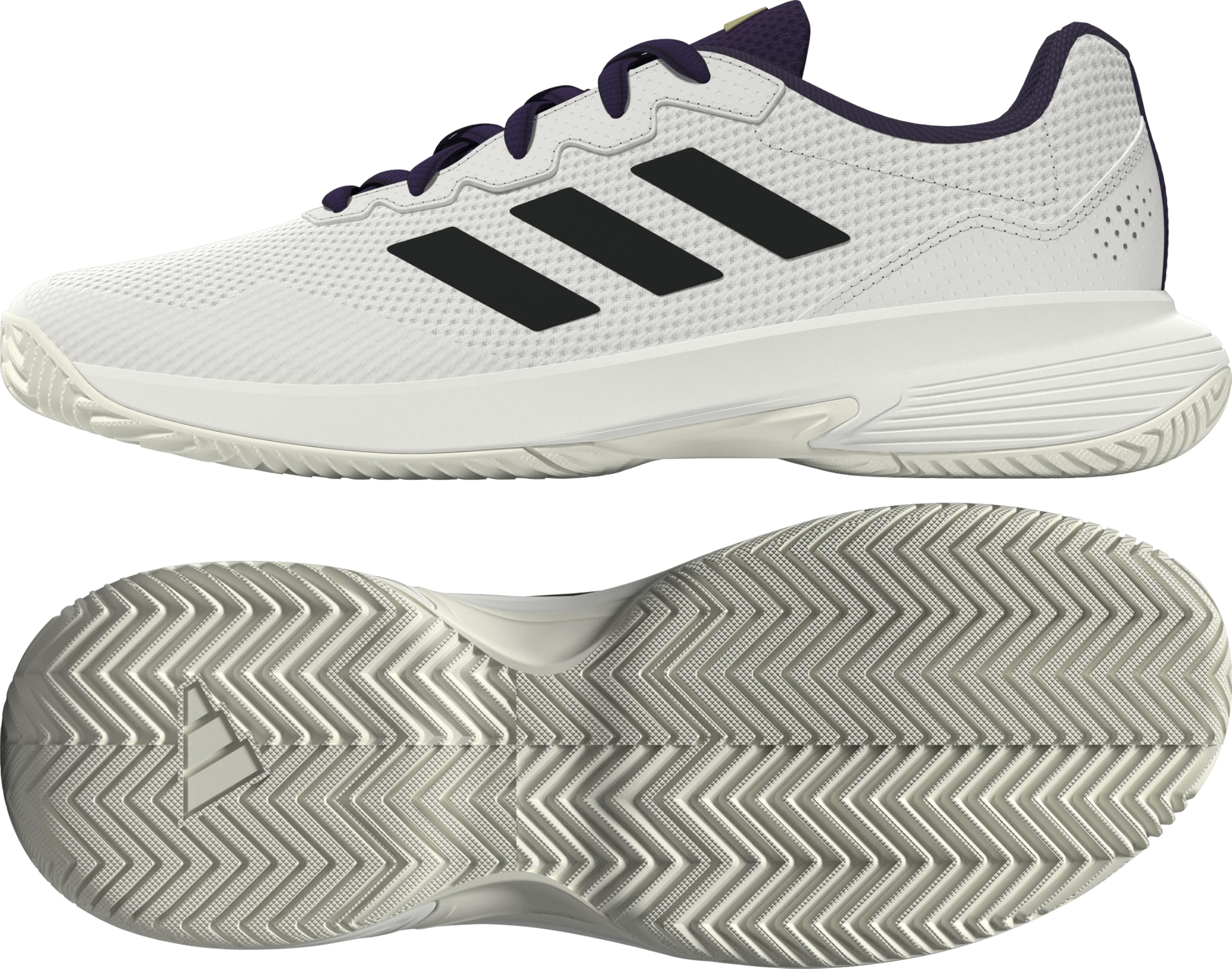 adidas Mężczyźni Gamecourt 2.0 Tennis Shoes, core white/core black/aurora plum, 46 EU