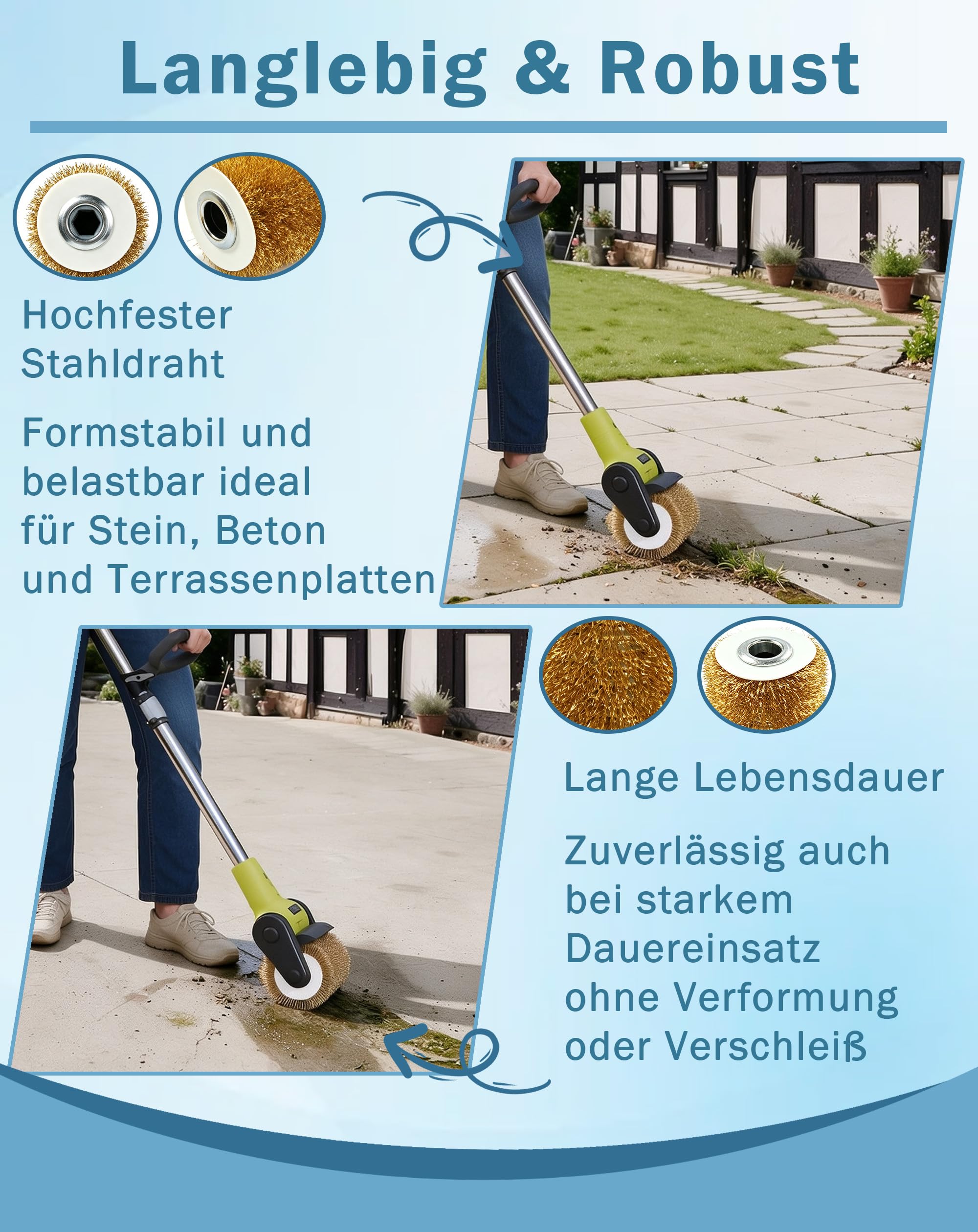 RAC824 Drahtbürste kompatibel mit RYOBI RY18PCB-0 Cordless Patio Cleaner