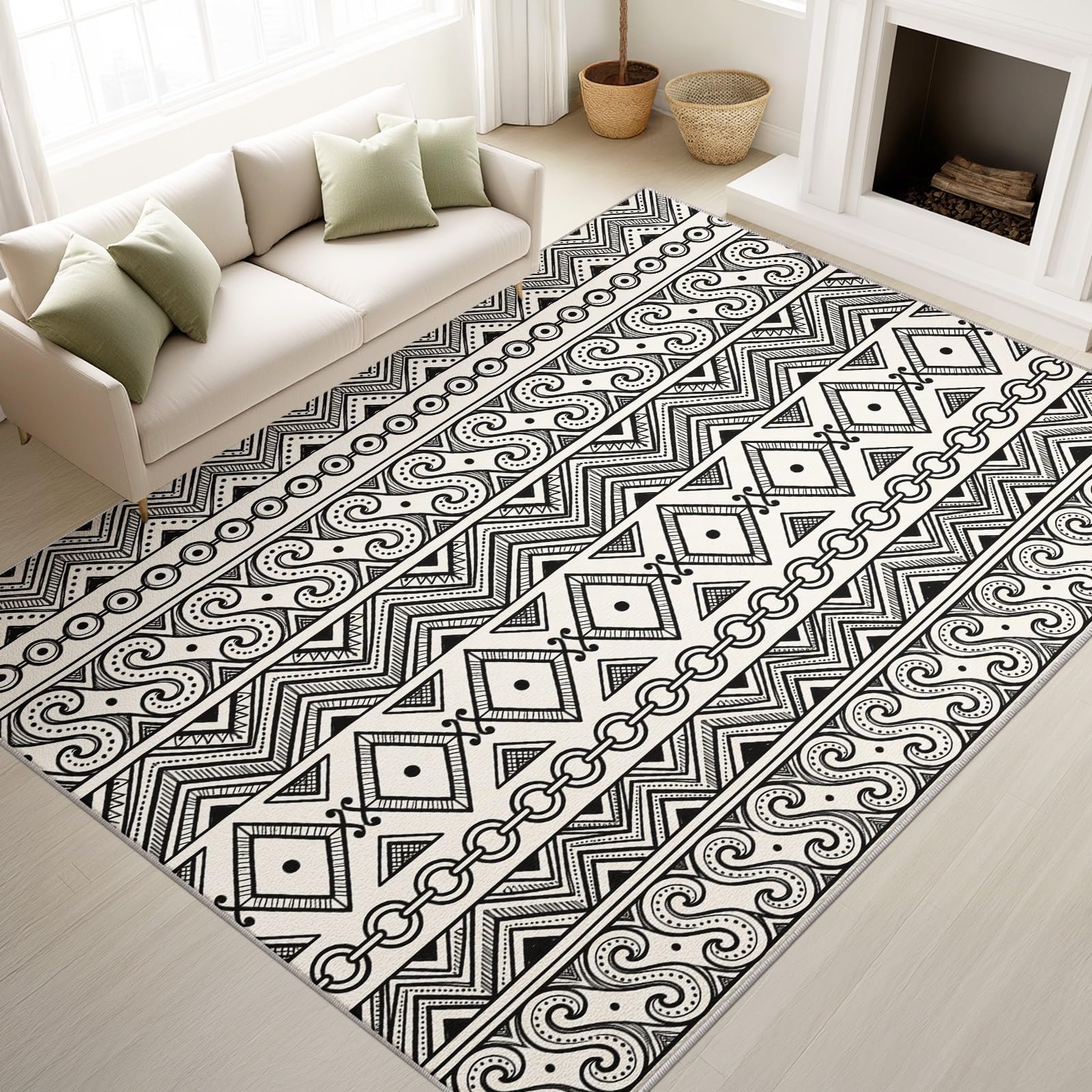 Tribal Geometrisch Rutschfester Teppich Wohnzimmer 60 x 120 cm