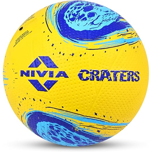 Nivia Crater Volleyball, Training Ball, Rubber Molded, Butyl Threadwounded Bladder, As per Basic Standard, Made for Beginners, to Play on Outdoor Surfaces (Size - 4, Yellow/Blue)