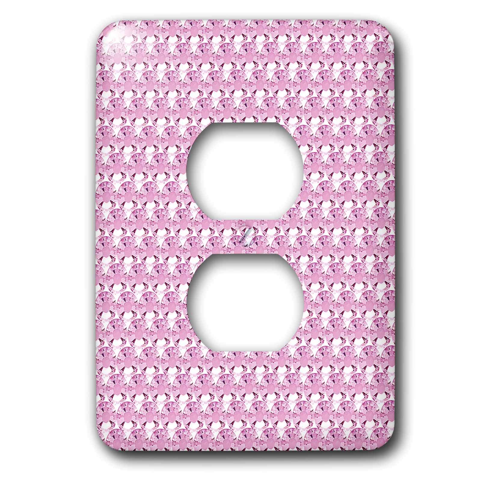 Couverture de prise 2 prises strass rose décorative double plaque murale