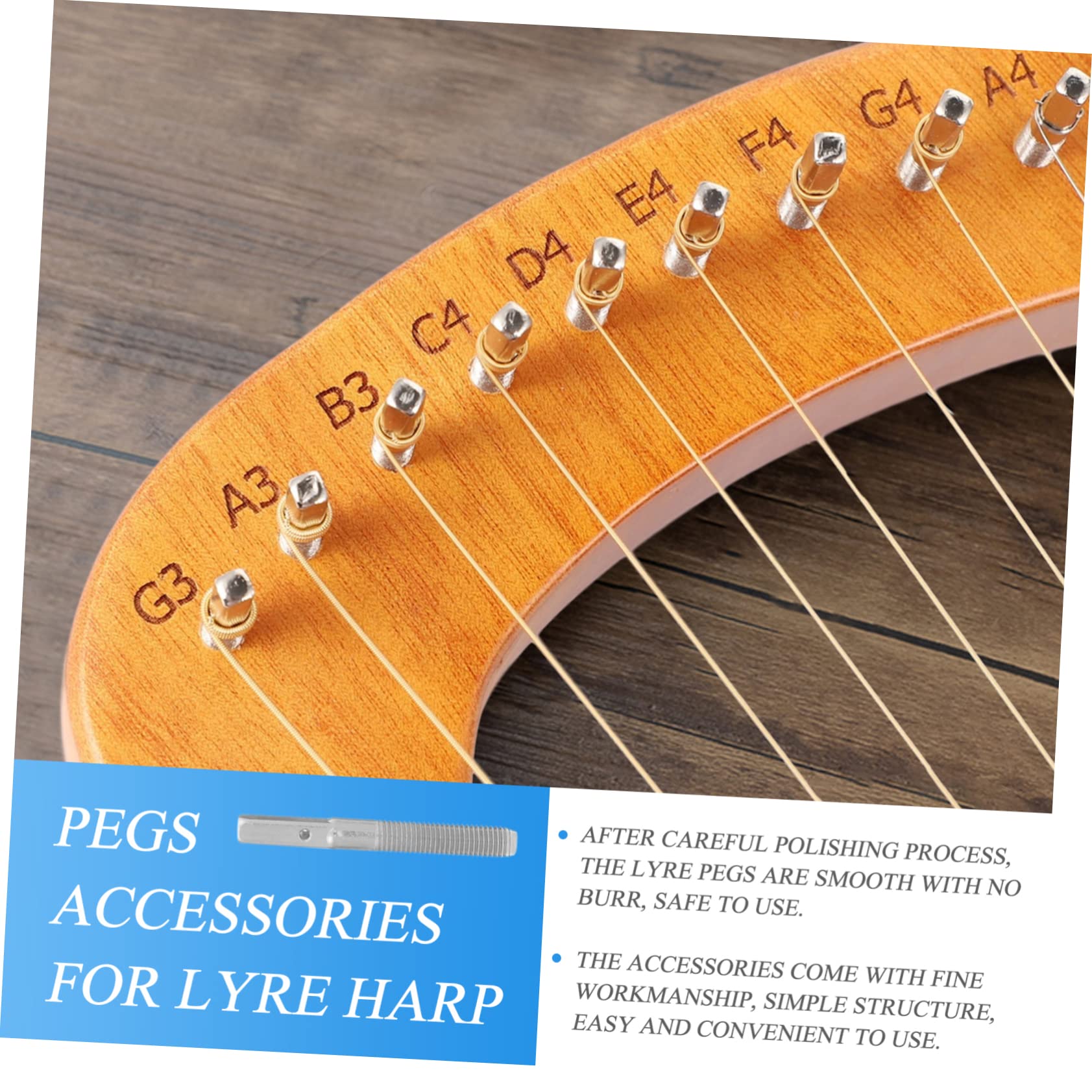 NULYLU 3 Sets Harp Tuning Pegs for Precision Crafted String Pins Enhance Your Harp Sound