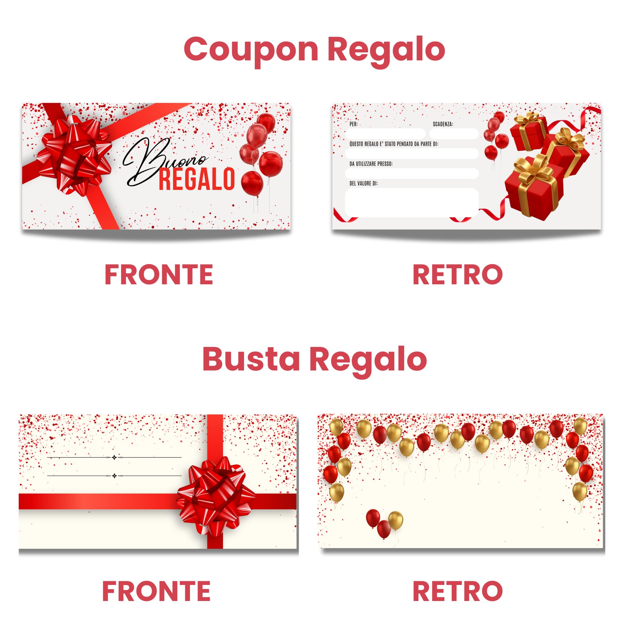 hOmty Cupones de regalo de tarjeta de regalo personalizables | Vales de regalo para esteticistas, ropa, peluquería | Cupones y cupones personalizables (rojo con sobres)