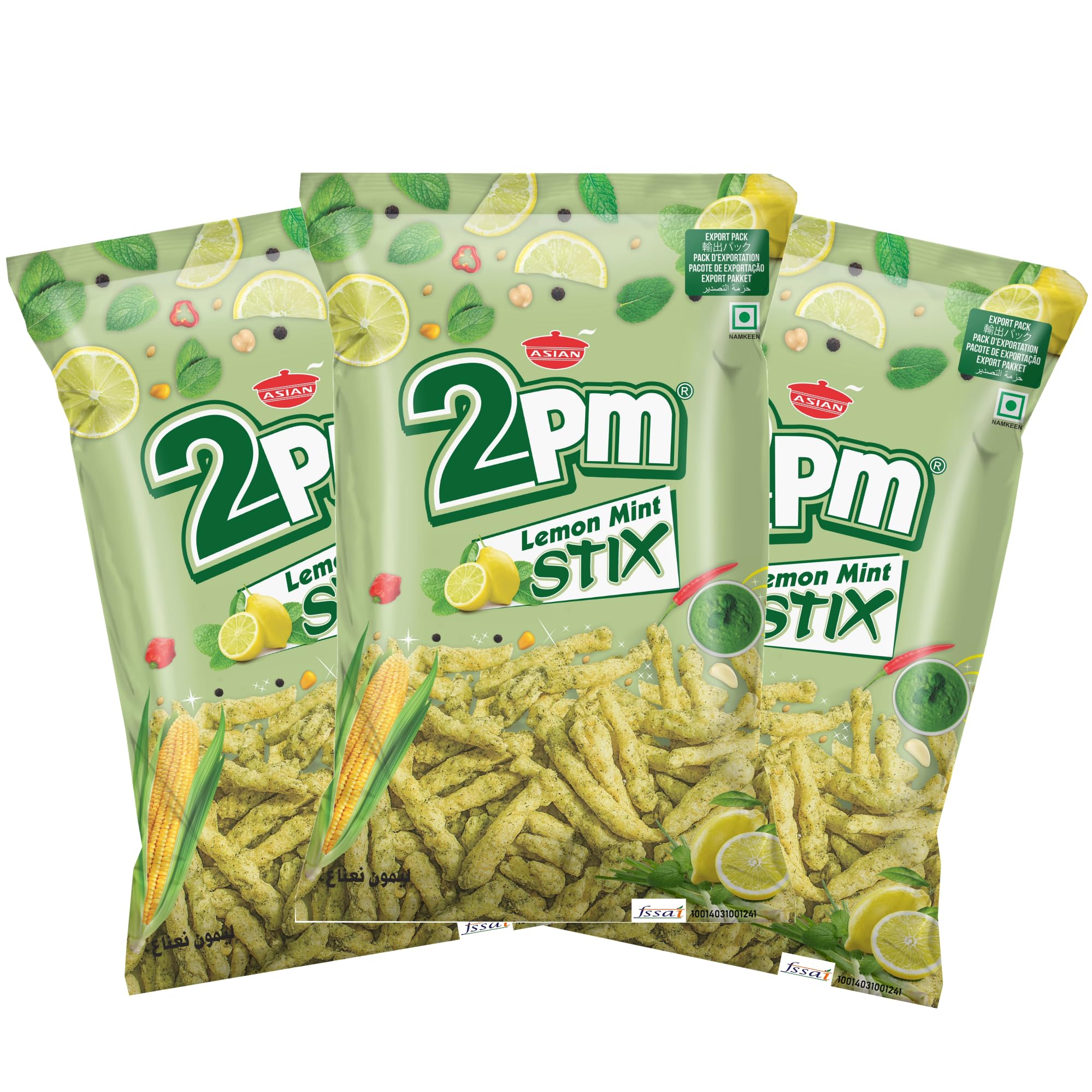 2PM - Lemon Mint STIX - Puffed Snacks - Crispy Sticks - Ready To Eat - 80 Gm - Pack of 3 - Party Pack