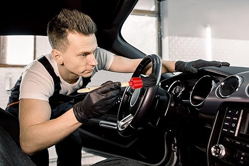 Miniatura 6 de TAKAVU Juego de cepillos para detalles de automóvil, 6 cepillos de detalles, 3 cepillos de alambre, 2 cepillos de aire acondicionado y paño de