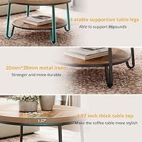 Vista 9 de 32" Round Coffee Table, Wood Coffee Table for Sectional Sofa with 2-Tier Storage Shelves, Farmhouse Center Table with Wood Grain Desktop, Easy to