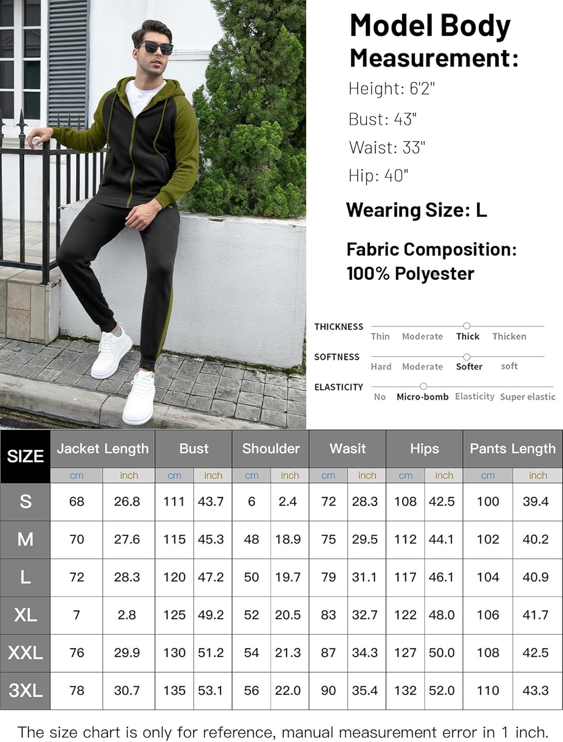 Men's Tracksuit 2 Pieces Set Zip Up Hoodie Sweatsuits Athletic Jogging Suit Set Casual Outfit with Pockets - Image 6