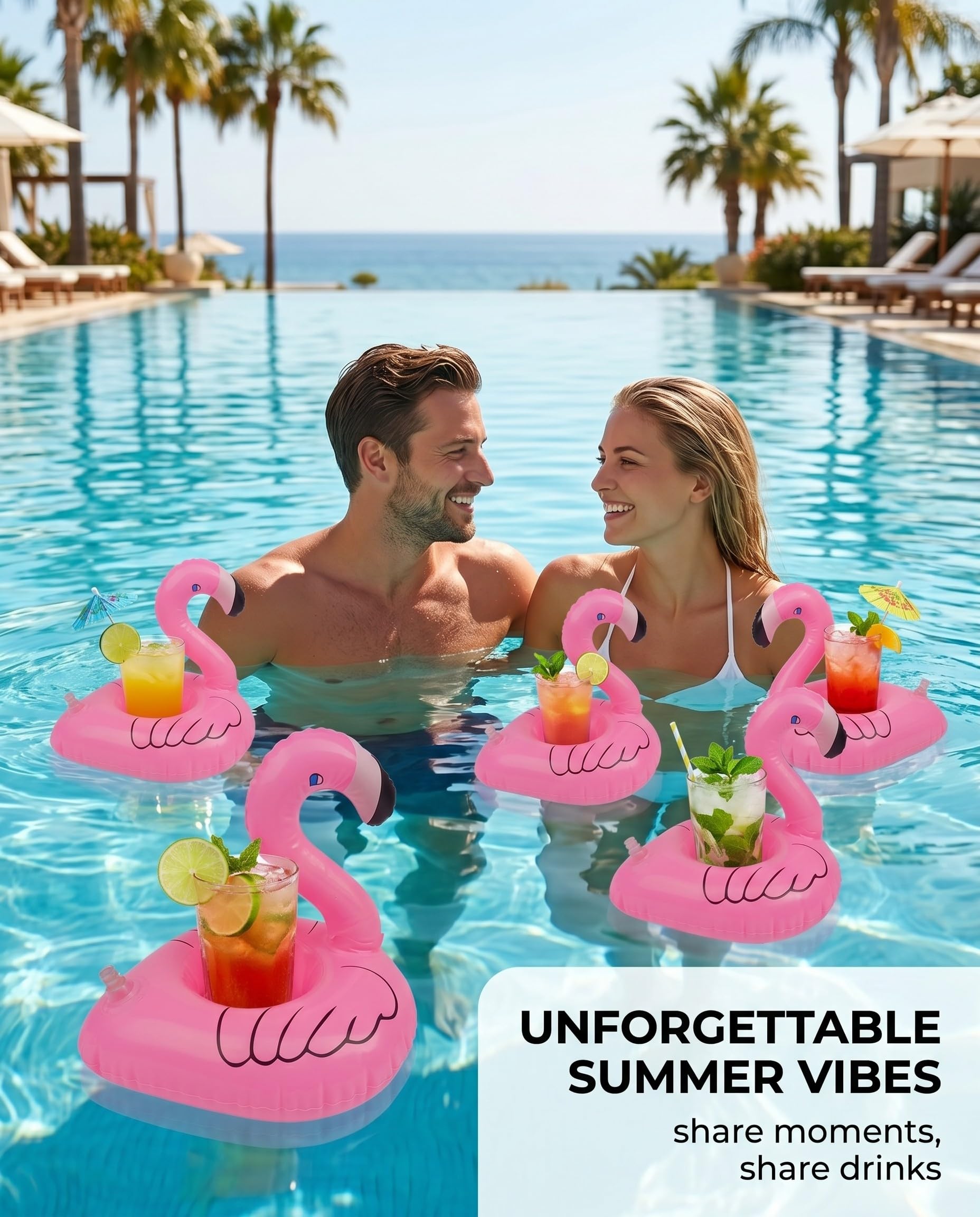 Pack De 4 Flotadores Inflables Para Bebidas Con Diseños De Frutas Y Corazones – Ideal Para Piscina, Playa Y Fiestas Tropicales