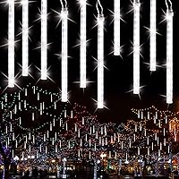 BrizLabs Luci Della Pioggia di Meteore, 10 Tubi 240 LED Luci Natale Esterno Impermeabile