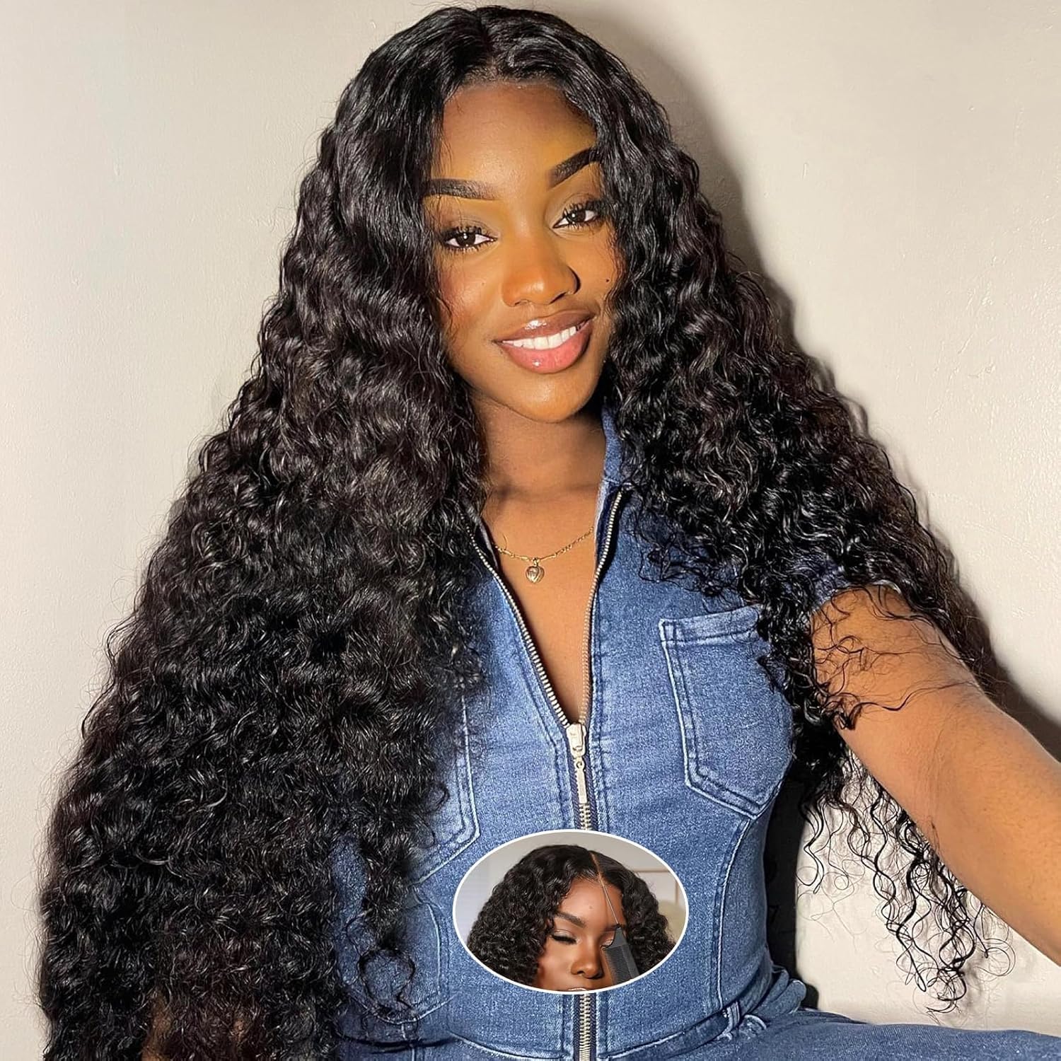 Smilenice Water Wave Human Hair wig for Black Women Glueless Wig Human Hair Pre Cut 6x6 HD Lace Front Wigs Human Hair 180 Density