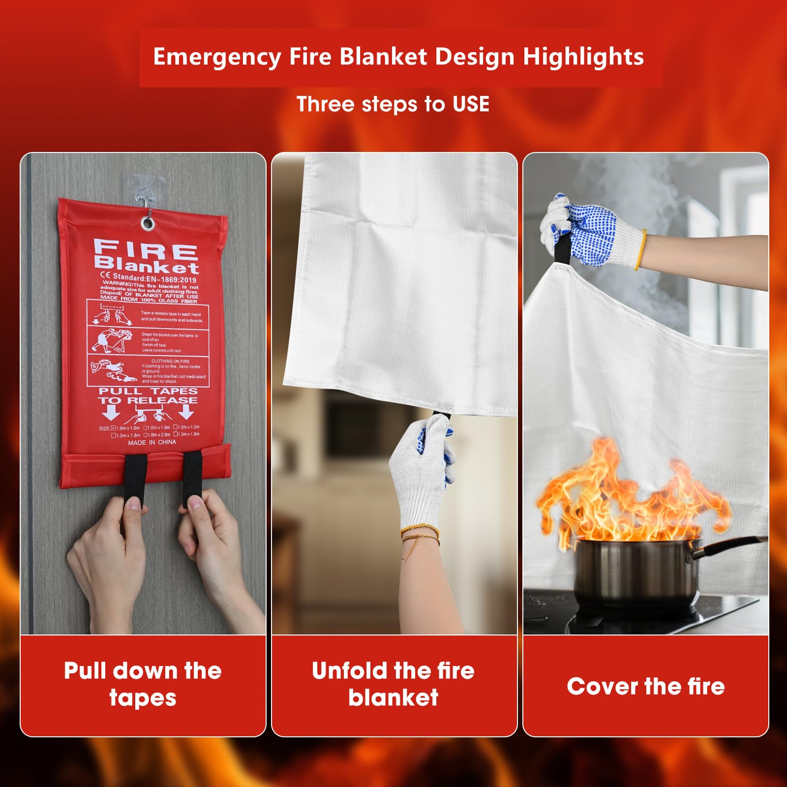 Fire Blankets Emergency - Home & Kitchen Protection -4