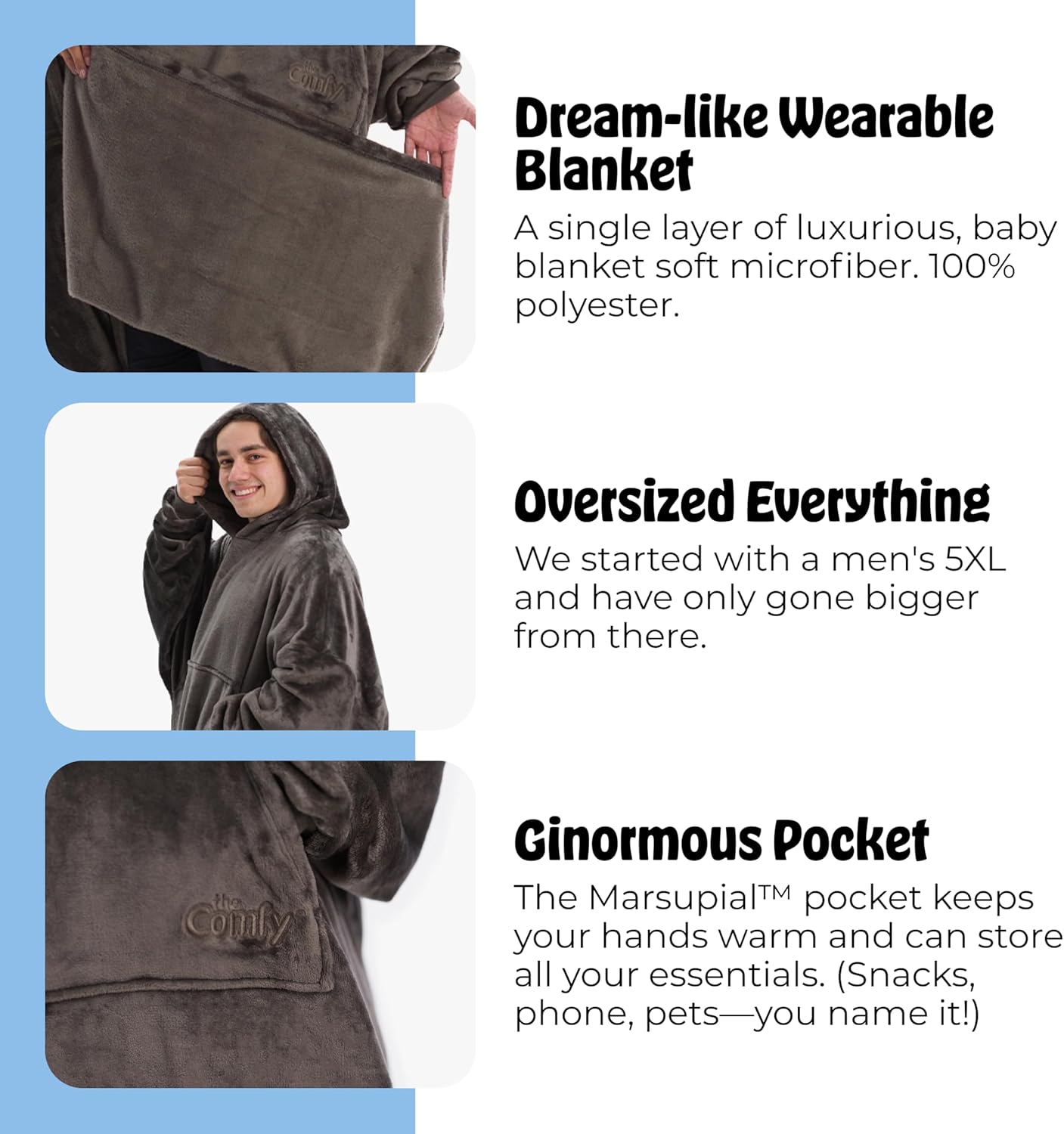 THE COMFY Dream | Lightweight Microfiber Fleece Wearable Blanket, Oversized Design Hood & Pocket from Shark Tank, Cozy Gifts - Image 4