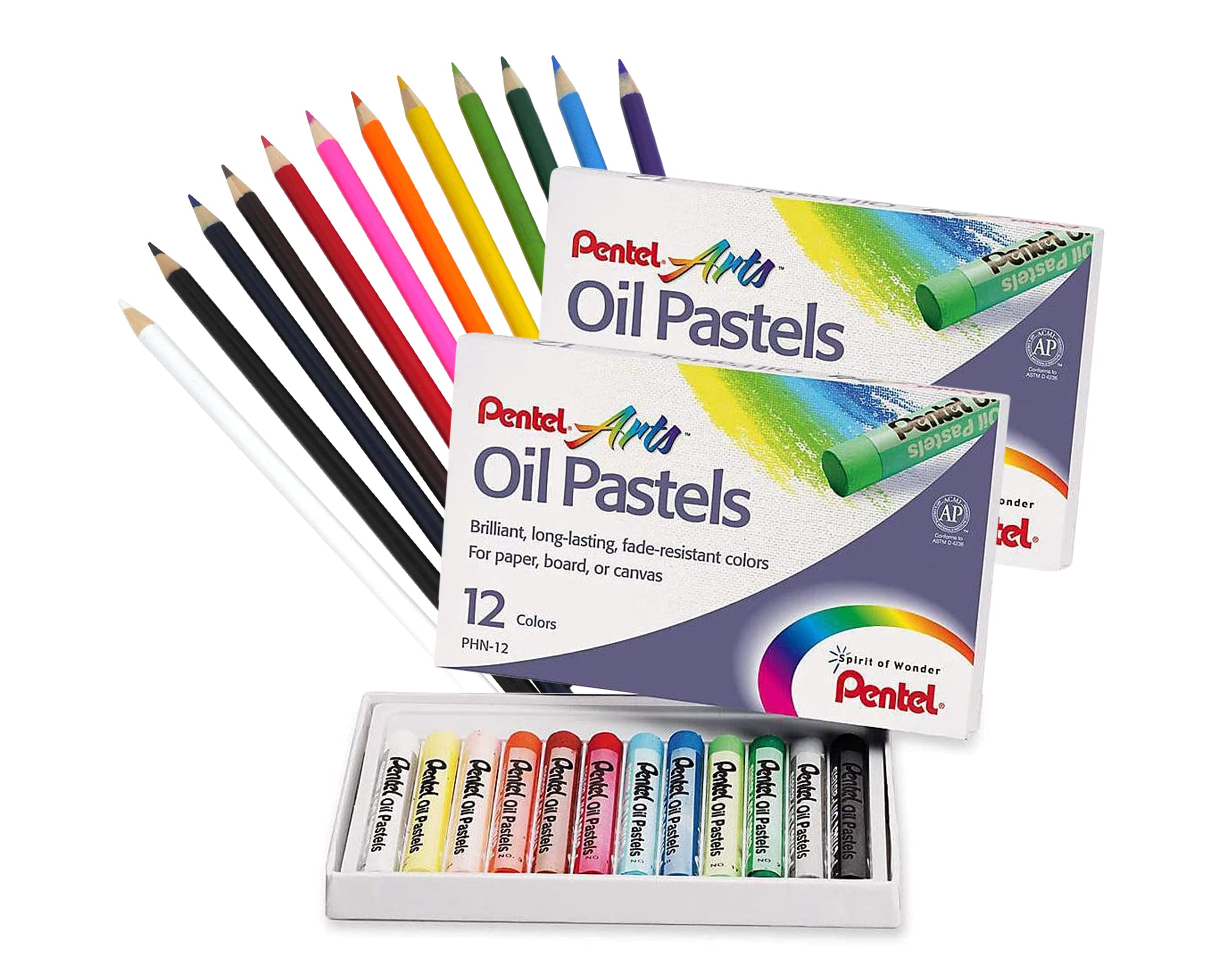The Mega Deals Pentel Arts Oil Pastels for Kids and Artists of all ages 2 Packs of 12 Color Set and a Pack of Watercolor Pencils A Perfect Pastels Art Supplies Bundle, 12 Count (Pack of 2)
