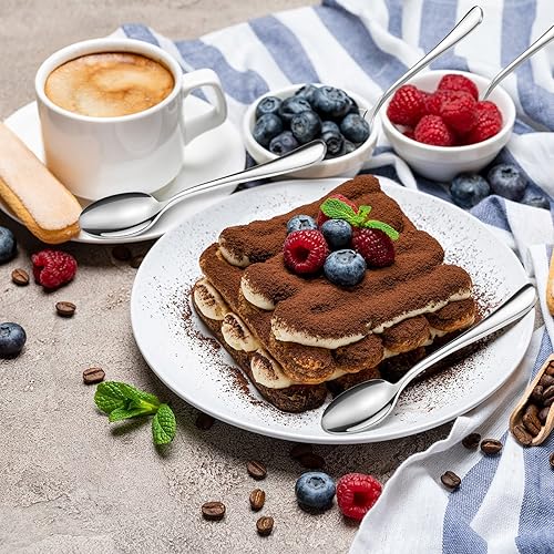 Miniatura 21 de Demitasse - 100 cucharas de café expreso de acero inoxidable a granel, pequeñas cucharas de postre de 4.33 pulgadas para postre de cocina, té