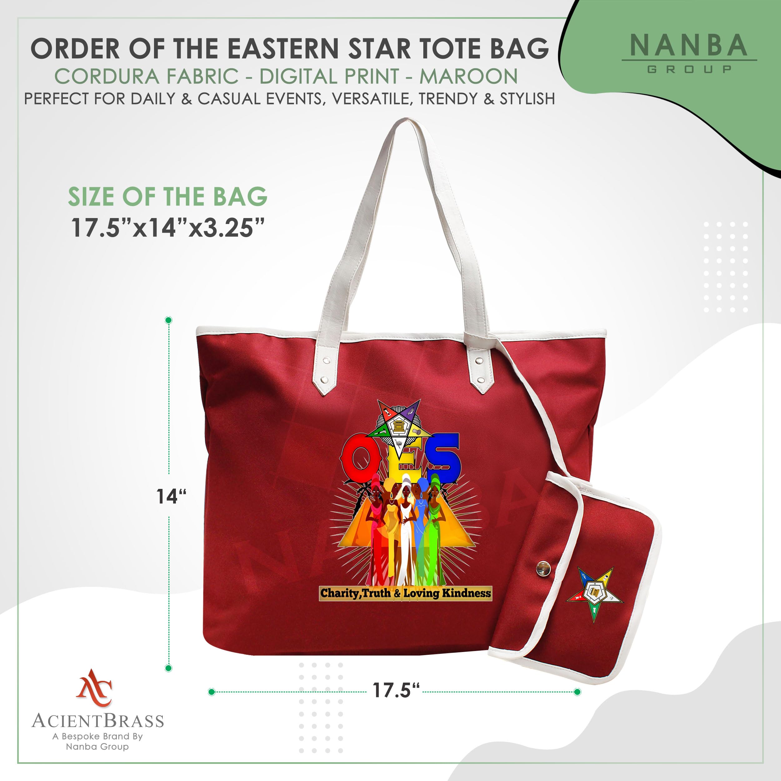 Order of the Eastern Star Tote - Charity, Truth & Kindness Design