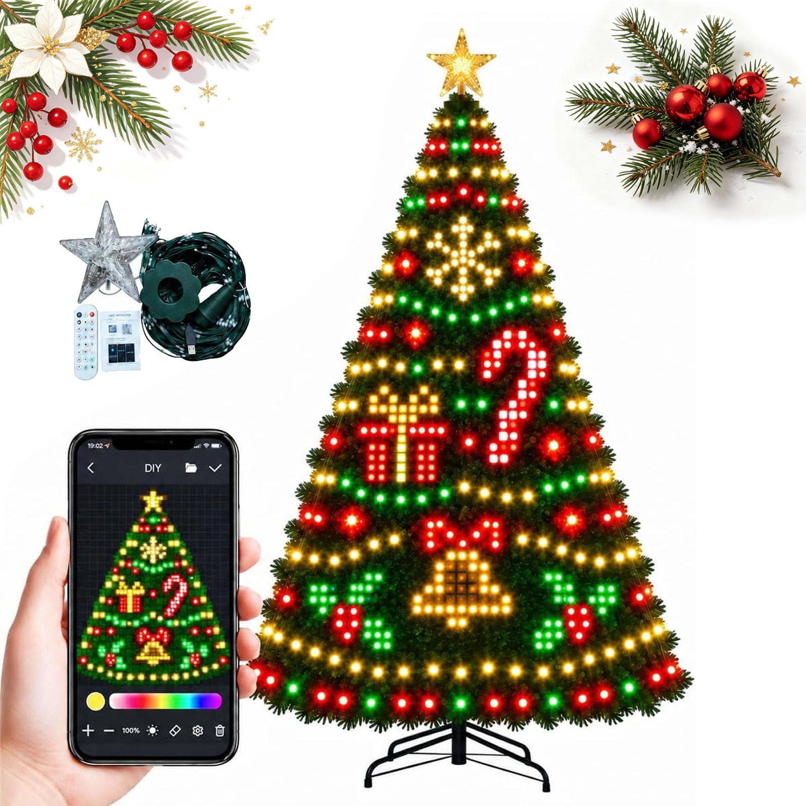 Treelume Christmas Lights,Animated Smart Christmas Tree Lights