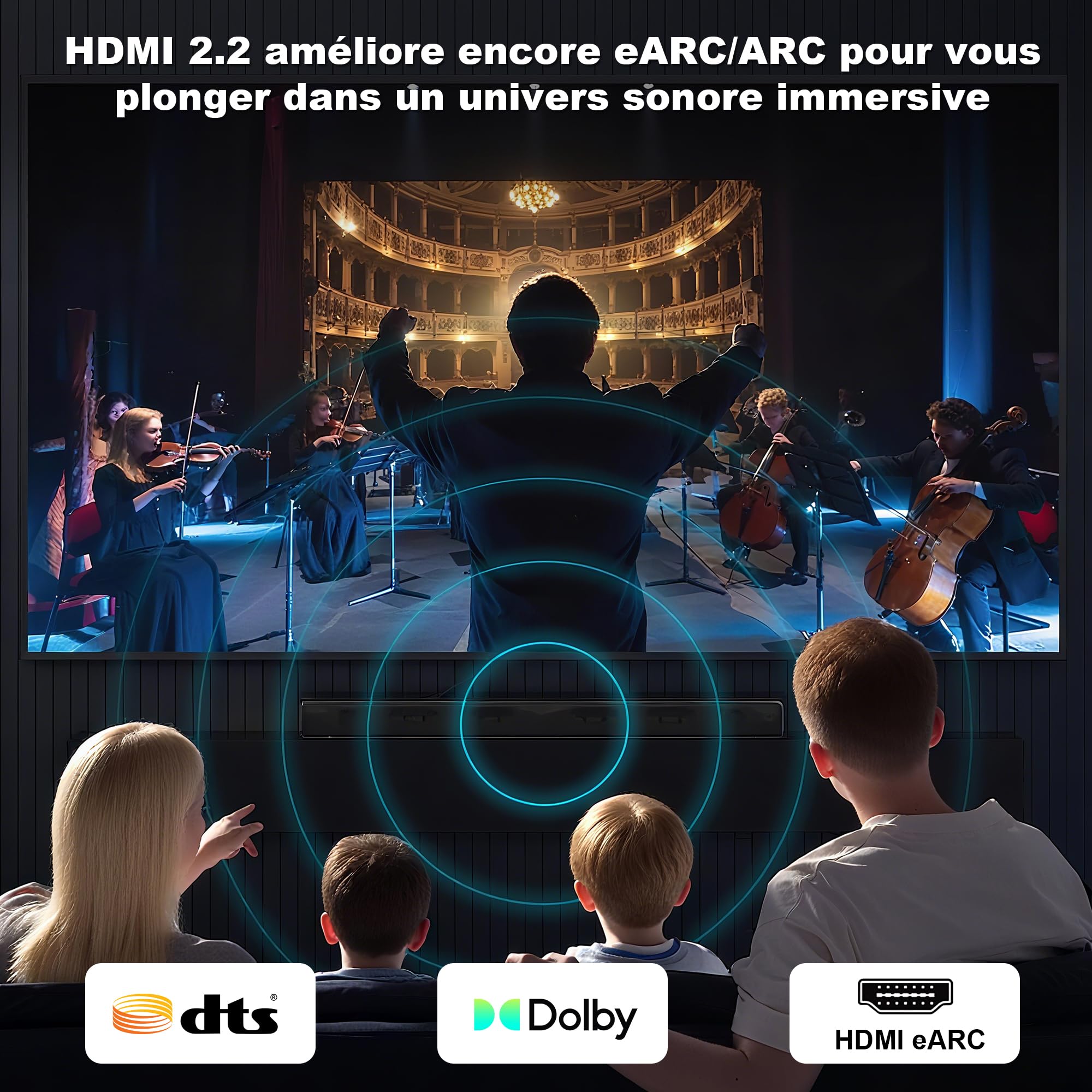CAKOBLE Câble HDMI 2.2 2m, 96Gbps Ultra-High-Speed, 16K@60Hz,12K,8K@240Hz,4K@480Hz, pour câble hdmi 2.1 eARC, HDR10+, Dolby Atmos/Vision, HDCP 2.3, pour PS5, Xbox, Soundbar, Fire TV, Laptop, HDTV