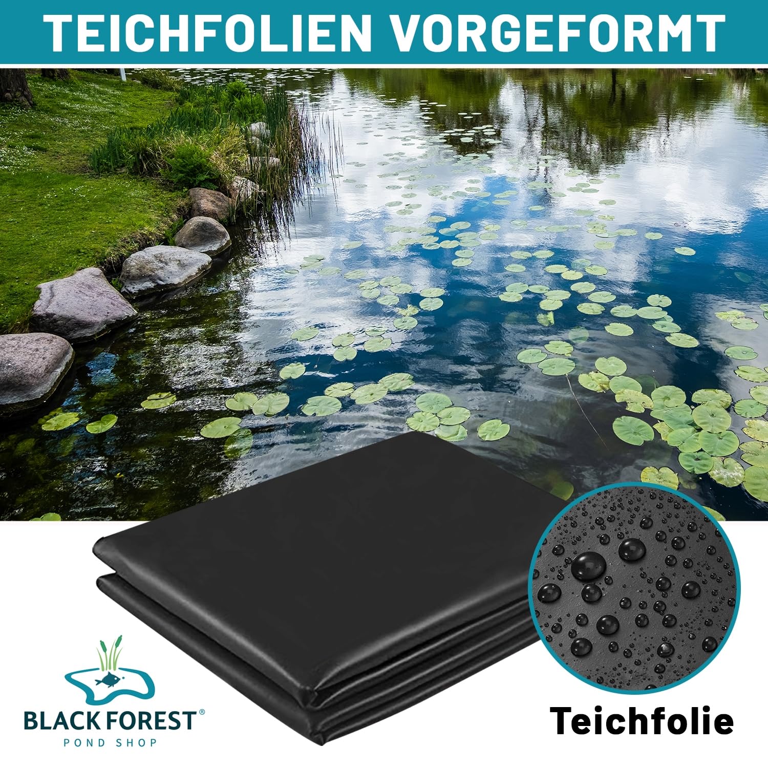 Teichfolie EPDM 8x6m hochelastisch langlebig für Teich Schwimmteich Wasserlauf Hochbeet Badeteich