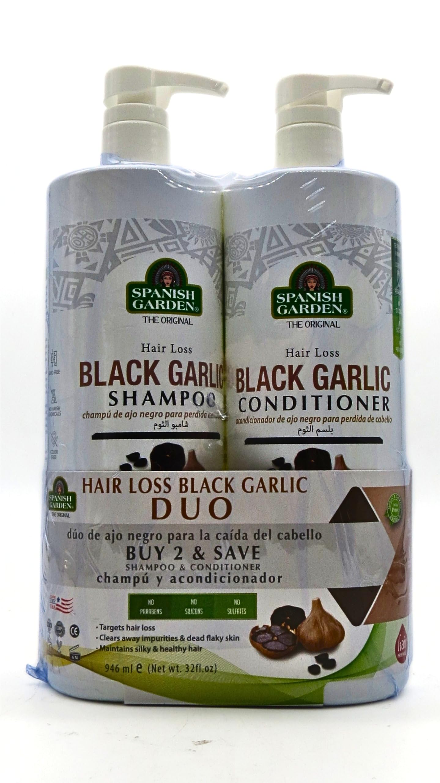 Hair Loss Black Garlic Shampoo & Conditioner Set, (Pack of 1), White