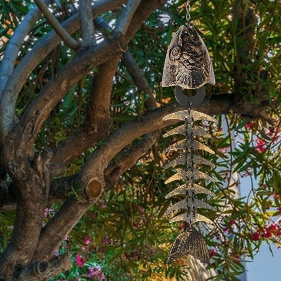 Amazon.co.jp: KLKCMS 魚風鈴風鈴魚の骨鉄、庭の風鈴